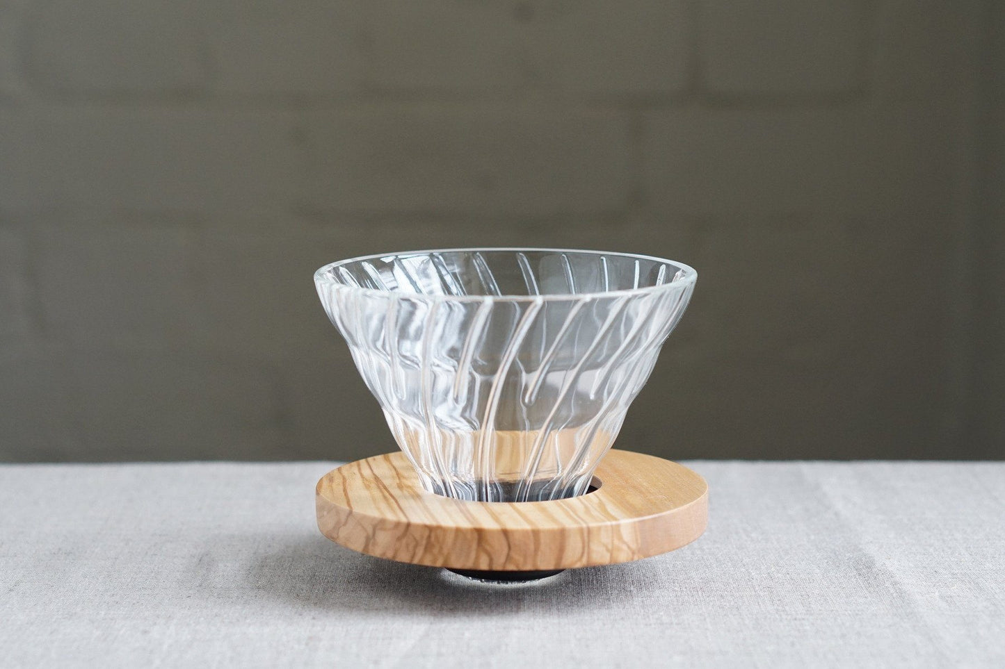 Hario V60 Glass Dripper Olive Wood Base 1-4 Person
